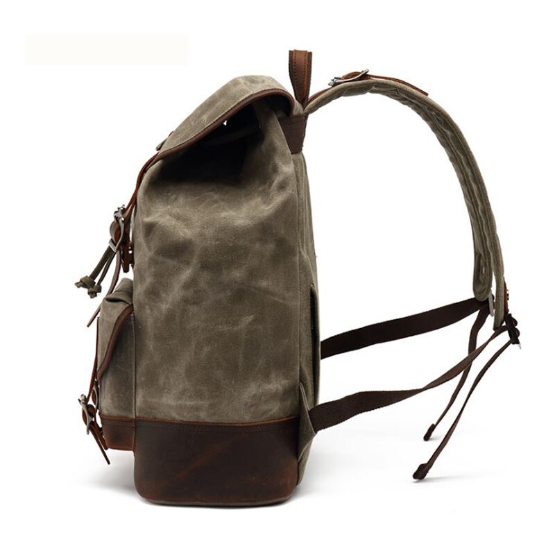 Waterproof Waxed Canvas Backpack Men Rucksack Women bagpack large Travel knapsack