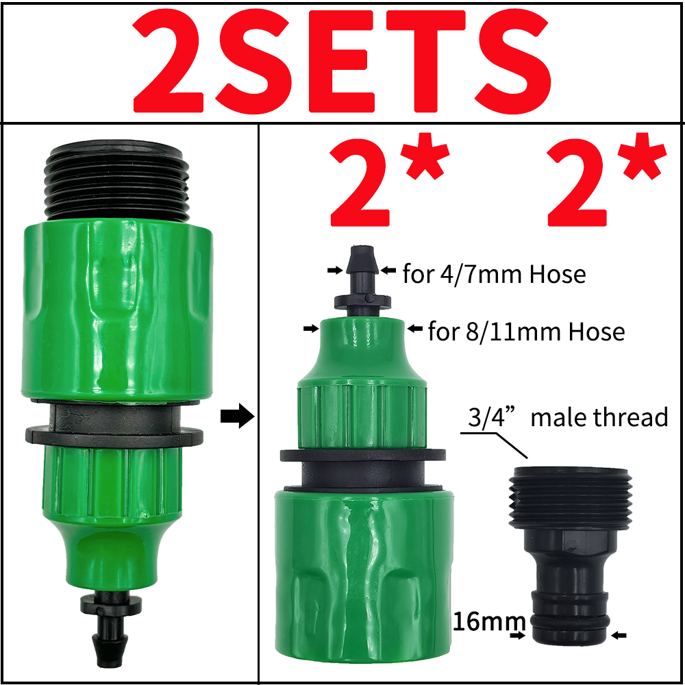 Adattatore ad innesto rapido da 2 pezzi con connettore spinato da 1/4 (ID 4 mm) o 3/8 pollici (8 mm) per irrigazione giardino irrigazione serra: Borgogna