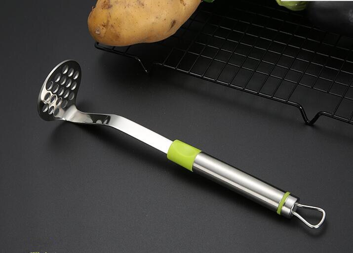 1PC 304 Stainless Steel Potato Pressure Mud Mashed Potato Pressed Masher For Sweet Fruit Family Hotel Restaurant Use OK 0949