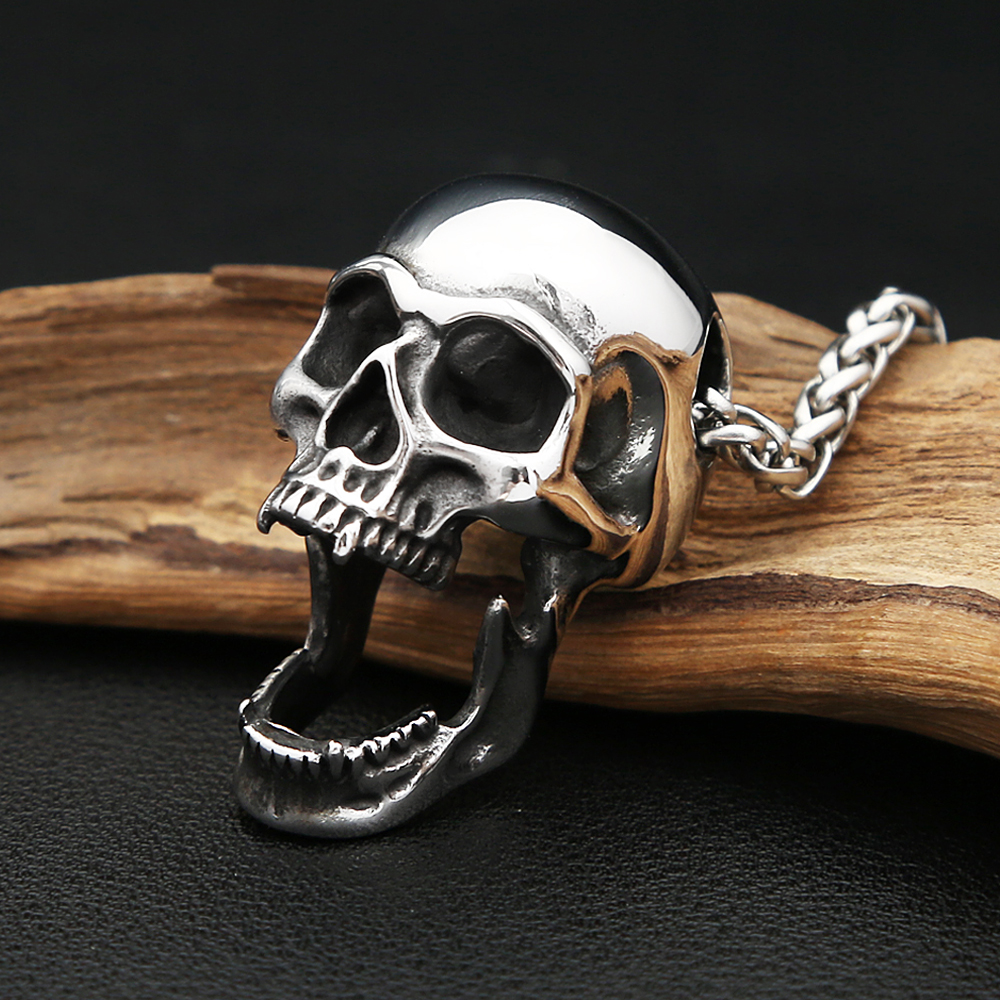 Gothic Vintage Rvs Schedel Hanger Ketting Voor Mannen Vrouwen Punk Schedel Flesopener Ketting Biker Sieraden Accessoires