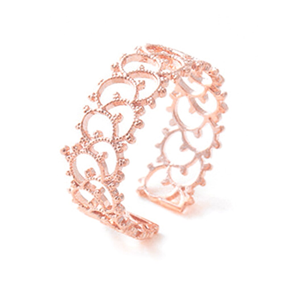 Lovely Women Hollow Flower Rings Cute Copper Girl Adjustable Rings Prom Wedding Night Party Jewelry: NO.4