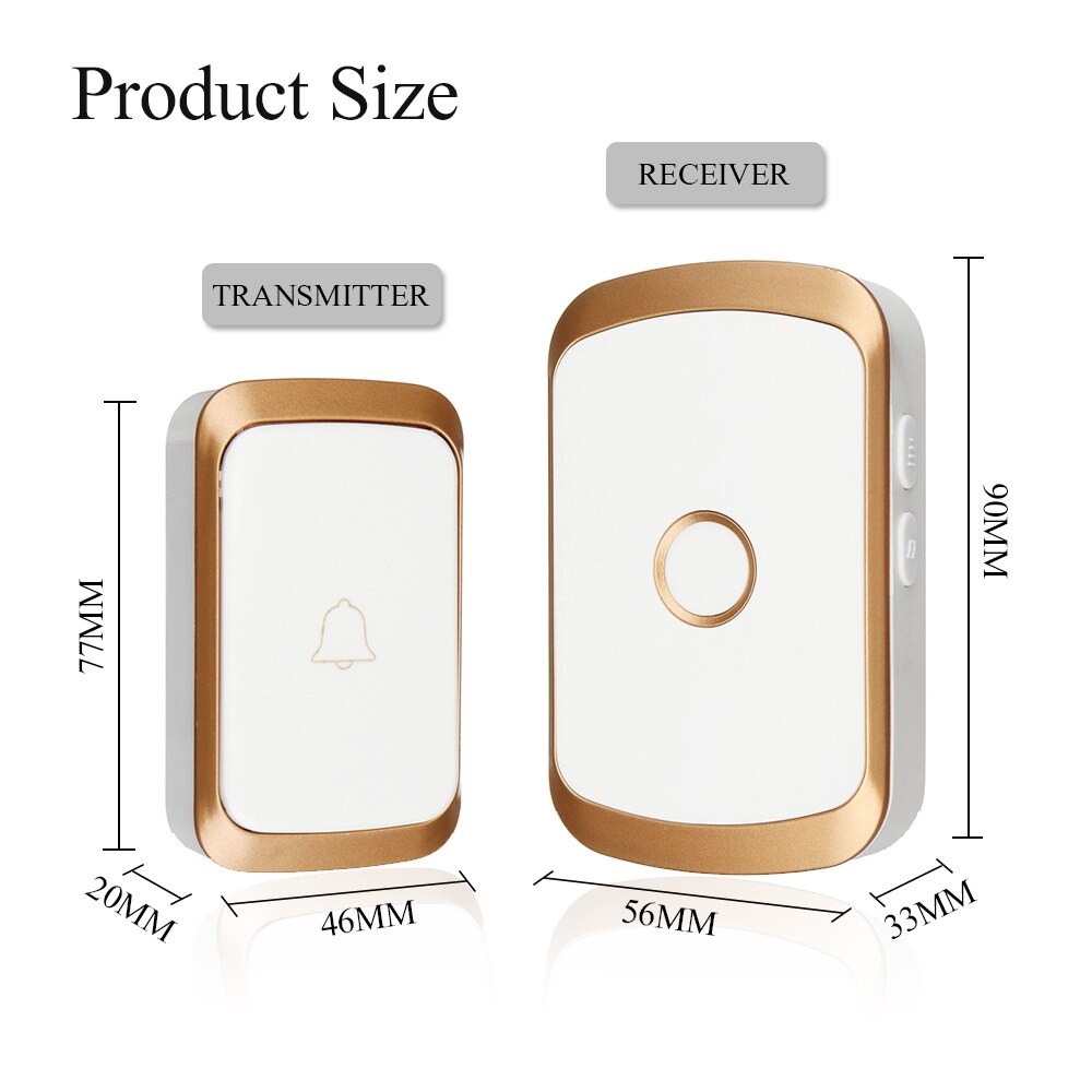 ESCAM 1Set Wireless Doorbell 350M Remote CALL Waterproof Smart Door Bell 110V 220V EU/UK/US Plug Universal Music Doorbell