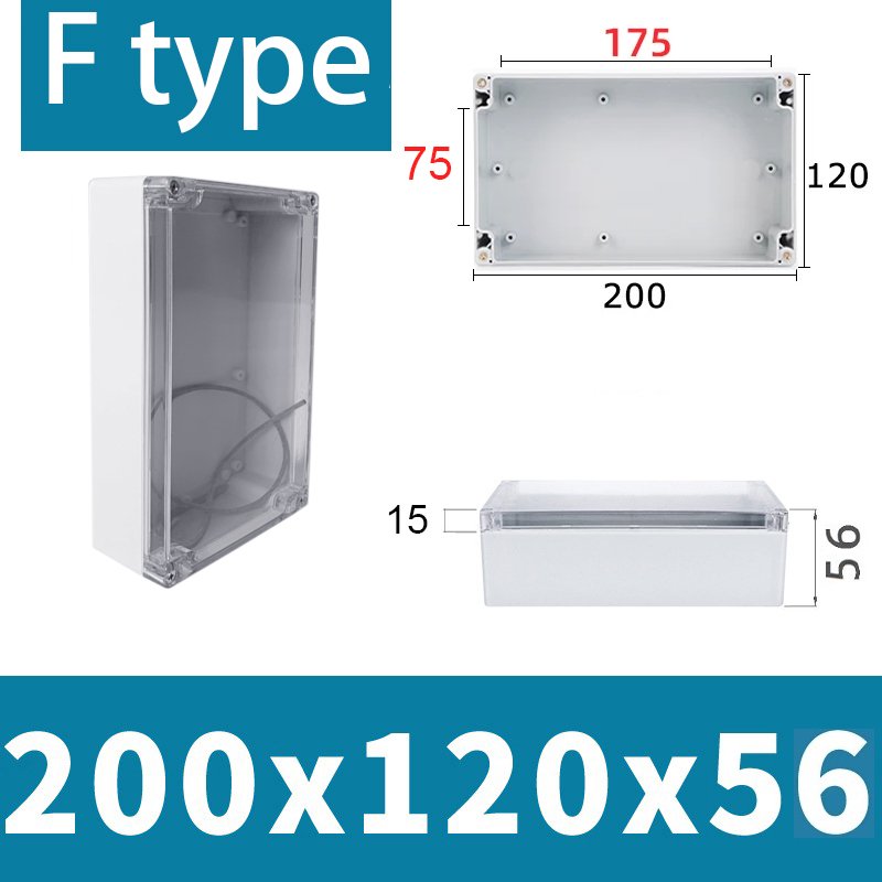 F-type transparent waterproof box Outdoor monitoring box Outdoor waterproof junction box ABS Plastic terminal seal switch box: Silver