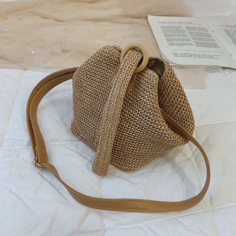 Bolso de mano con correa de ganchillo de paja para mujer, Mini bolso de mano con correa para la playa, bandolera de noche, de verano,