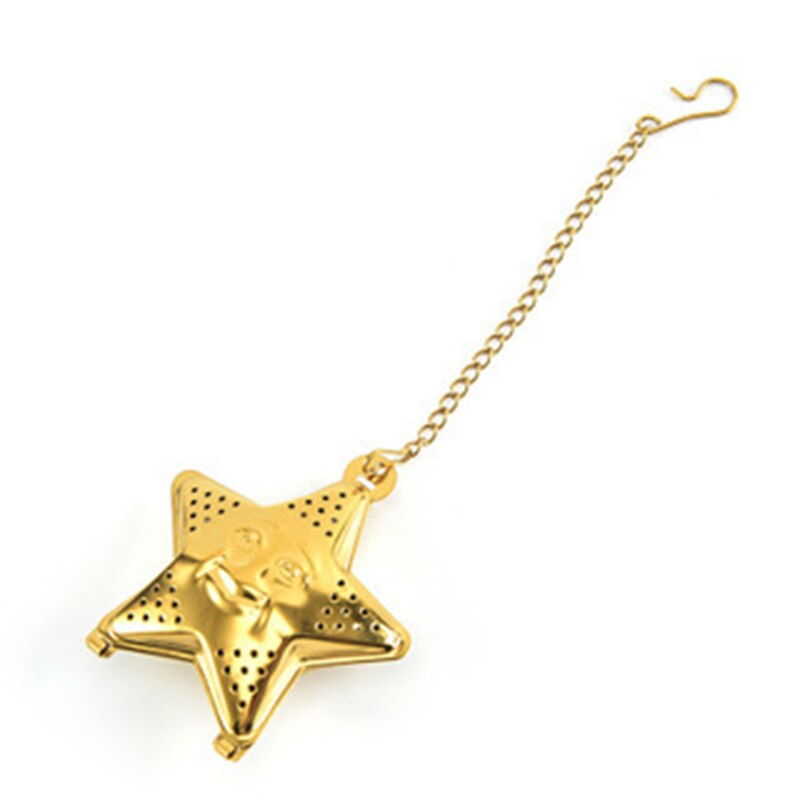 Star Shaped Tea Mesh Infuser Colorful Stainless Steel Tea Strainer Spice Filter For Kitchen Tools Accessories PAK5: Titanium golden
