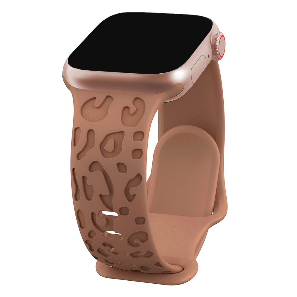 Bracelet en silicone léopard gravé pour Apple Watch Band, 44mm, 40mm, 45mm, 49mm, 41mm, 38mm, 42mm, iWatch Series 7 SE, 3, 6, 8 Ultra