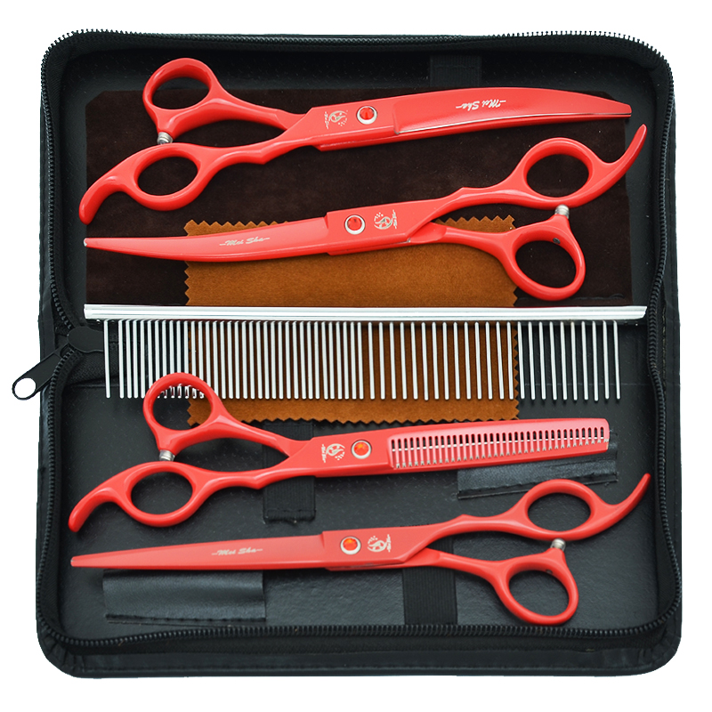 7.0 &quot;Hund Scheren Japan Stahl Hundesalon Schere Tiere Gerade Gebogen Schneiden Tijeras Ausdünnung Schere B0029A