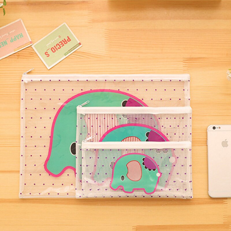 Cartoon Elephant PVC file bag pencil case file folder documents filling bag office school suppllies stationery bag
