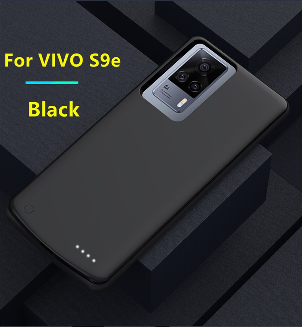 Siliconen Acculader Gevallen Voor Vivo S9e 5G Batterij Case 6800Mah Backup Powerbank Opladen Cover Voor Vivo S9 power Bank Case: S9e Black