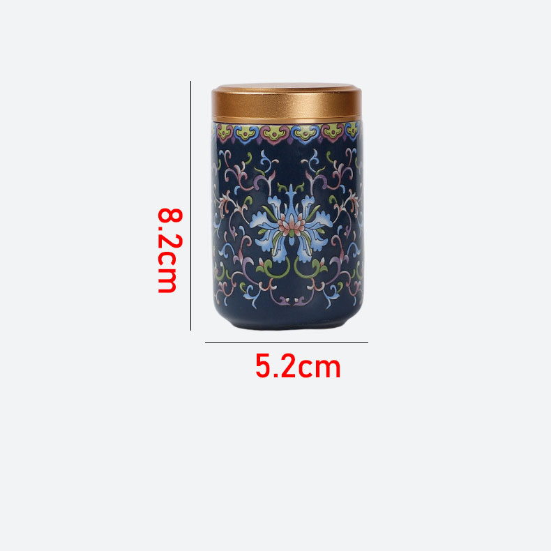 Painted Mini Ceramic Storage Jar Exquisite Portable Travel Tea Pot Alloy Lid Sealed Candy Jar Storage Bottle Decoration