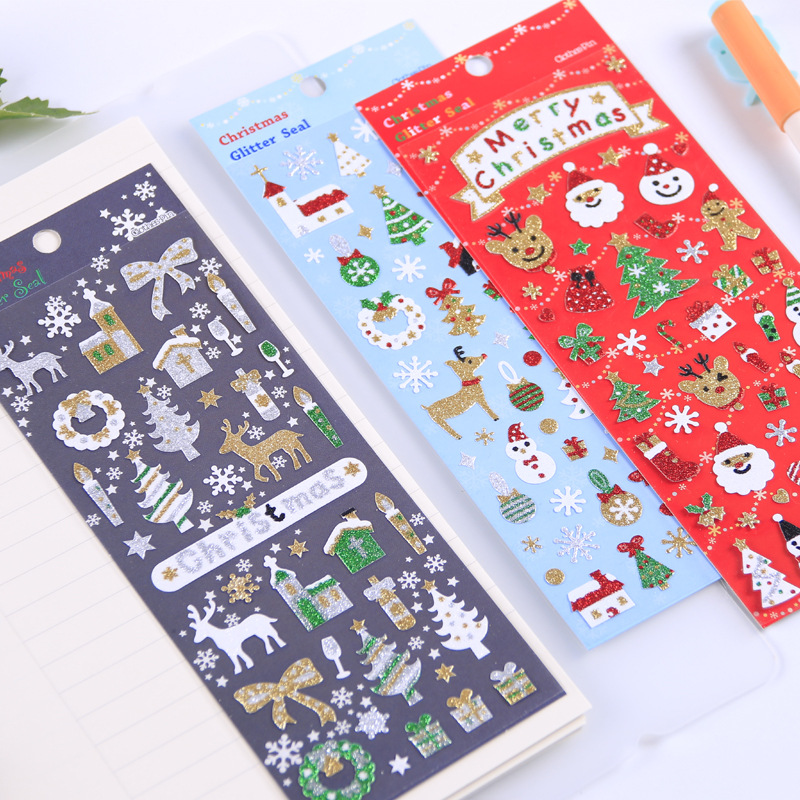 Vrolijk Kerstfeest Bullet Journal Decoratieve Glitter Goud Stickers Scrapbooking Stok Label Dagboek Briefpapier Album Stickers