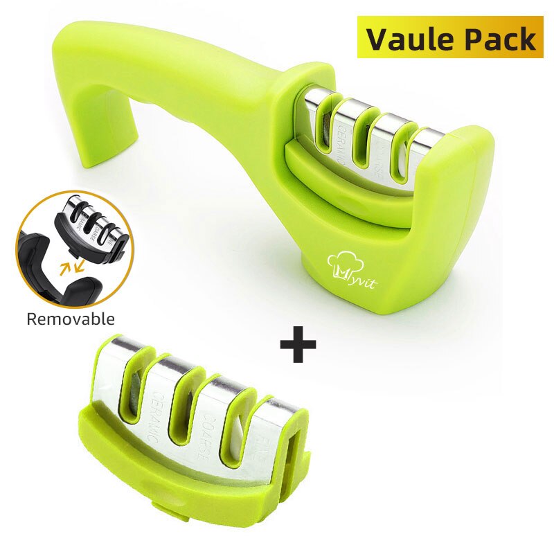 Knife Sharpener Diamond Stainless Steel Knife sharpening Tool Carbide Ceramic Knife Kitchen Tools Sharpening Stone: green set