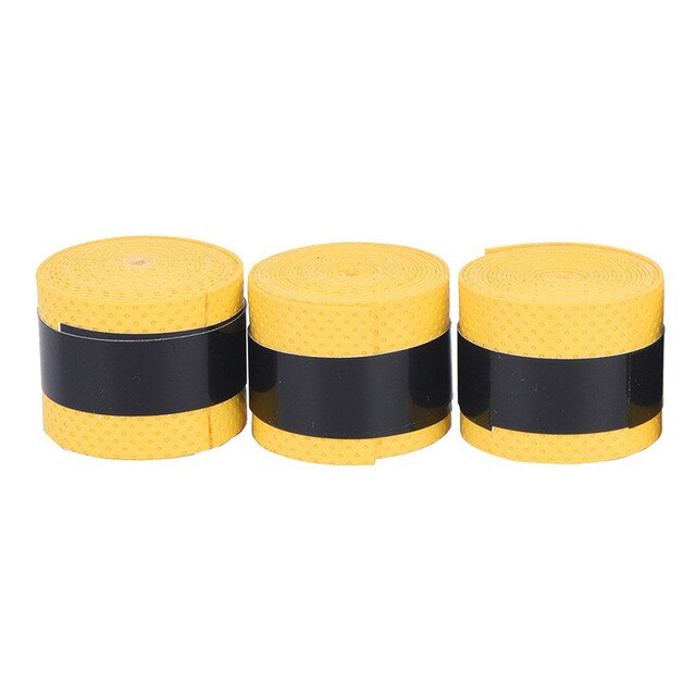 1/3PC Sec Raquette de Tennis Grip anti-dérapant Sueur Absorbé Enveloppe Robinets Badminton Poignées Raquette Vibration Surgrip Bandeau Sport: YELLOW 3PCS