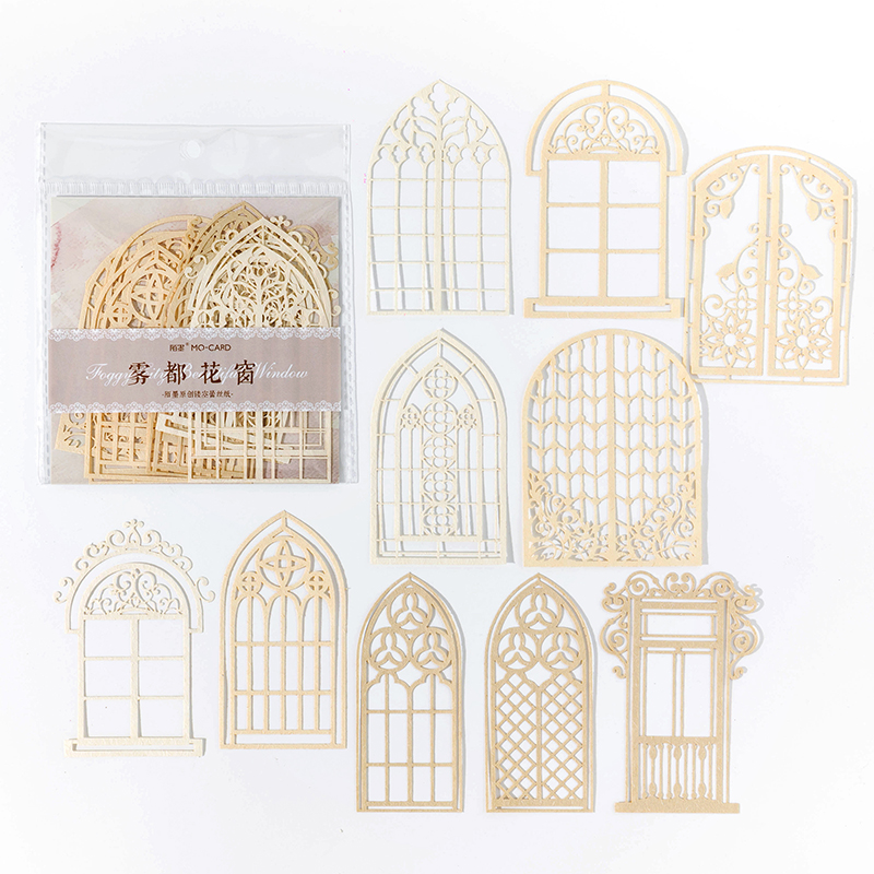 10 Pcs Ins Kant Materiaal Papier Uitgeholde Vlinder Bloemen Decoratieve Scrapbooking Dagboek Album Hand Gemaakt Collage Achtergrond Papier: Licht Geel