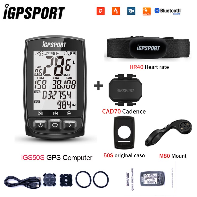 IGPSPORT IGS50S Bike Computer Stopwatch IPX7 Waterproof ANT Bluetooth 4.0 GPS Bike Digital Support