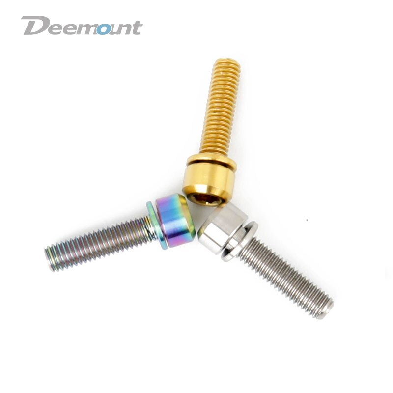 Deemount 6 pz/lotto di Titanio TC4 Bulloni M5x18 Esagonale Testa W/Rondella per Stelo cambio Morsetto del Reggisella Ti Vite Bicicletta parti di fissaggio