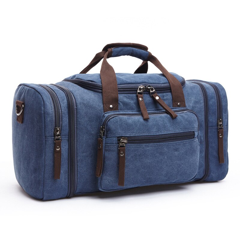 Mens Canvas Reistas Grote Capaciteit Travel Duffle Bag Weekender Bag Outdoor Canvas Tassen Reizen Met Schoudertas