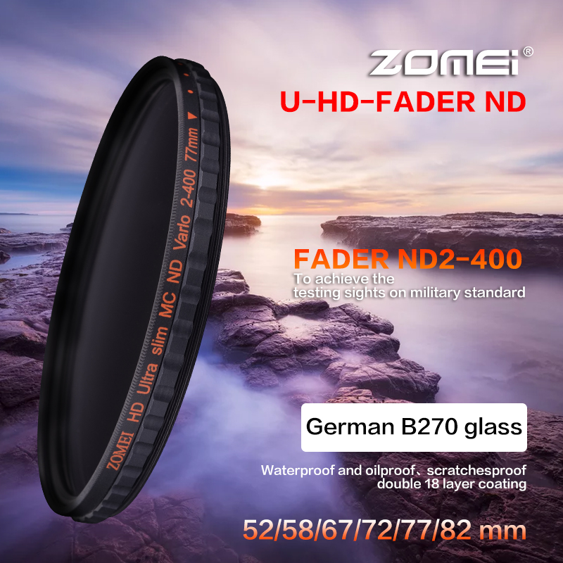 ZOMEI HD schlank Einstellbar Fader ND2-400 Filter neutral Dichte ND Optische Glas Für Kanon Nikon DSLR Kamera Objektiv