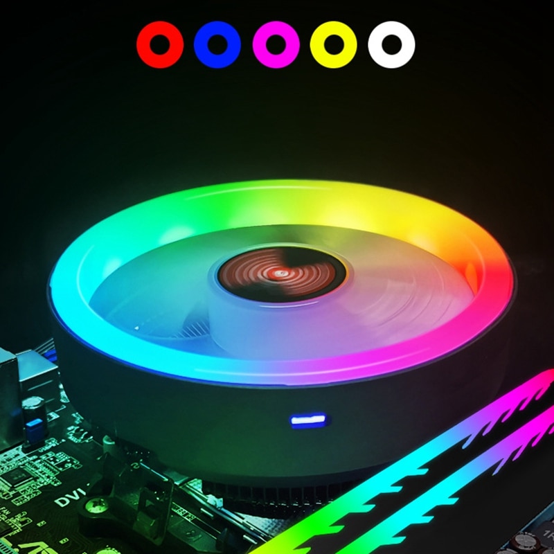 COOLMOON RGB CPU Cooler, Silent Down-Pressure LED CPU Fan Suitable for and ADM PC Processor Desktop Cooler