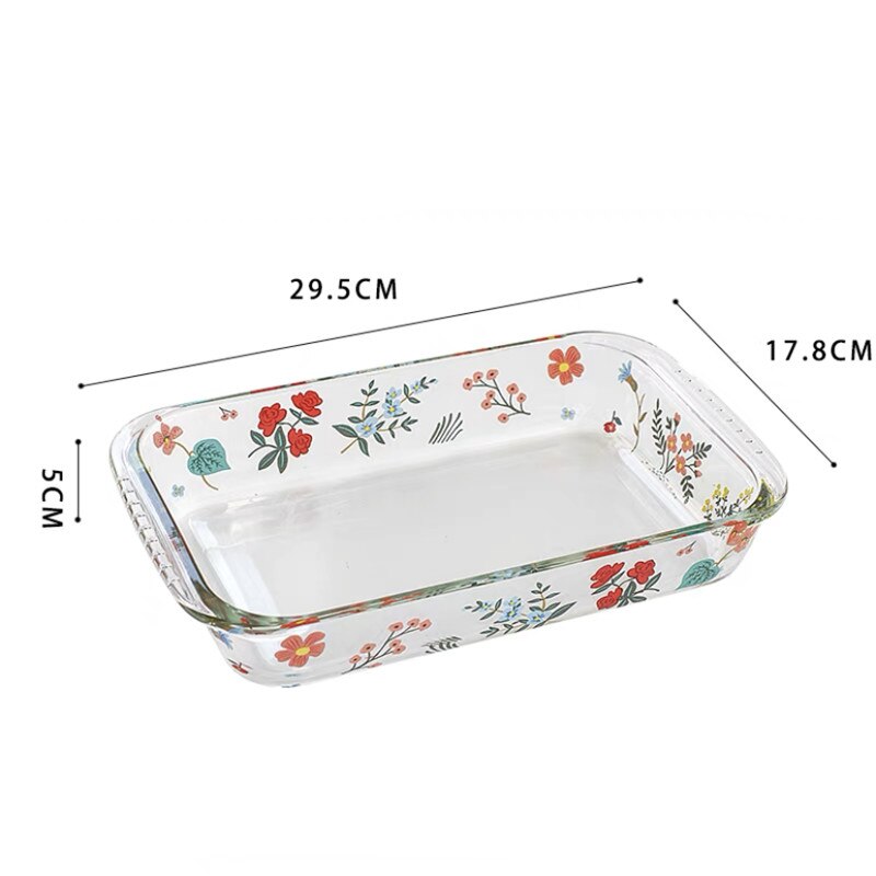 Assiette de cuisson en verre résistant à la chaleur, assiette à dîner ménagère, transparente, salade florale, bol à légumes, four, plat à Dessert, vaisselle: G