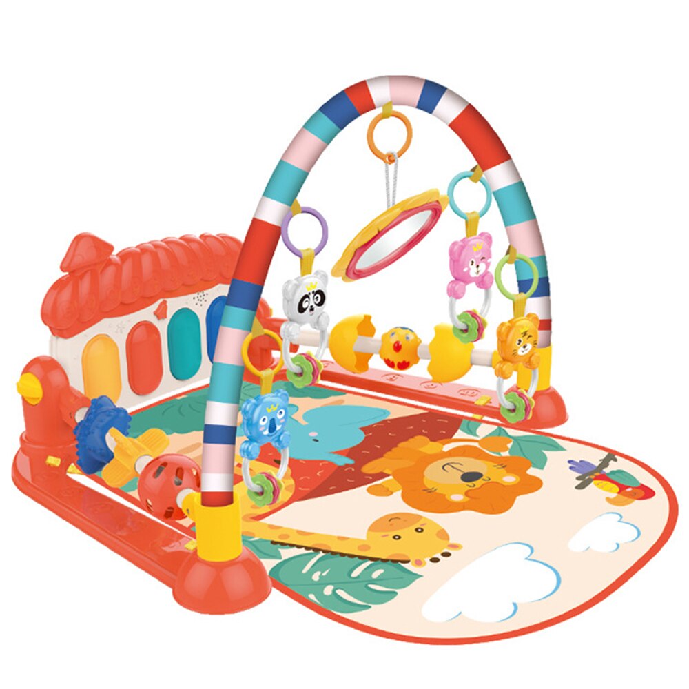 Baby kick and play klaver gym gym mat rack spædbarn musik fitness rack rangle legetøj spille crawling mat pædagogisk legetøj i 0-18 måneder: Rød