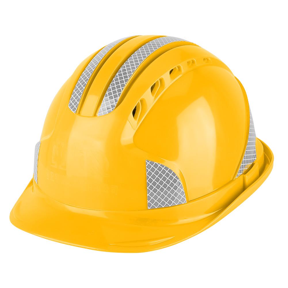 Casquette de protection pour chantier de Construction, respirante, en ABS, rigide, à rayures réfléchissantes, casque de sécurité: yellow