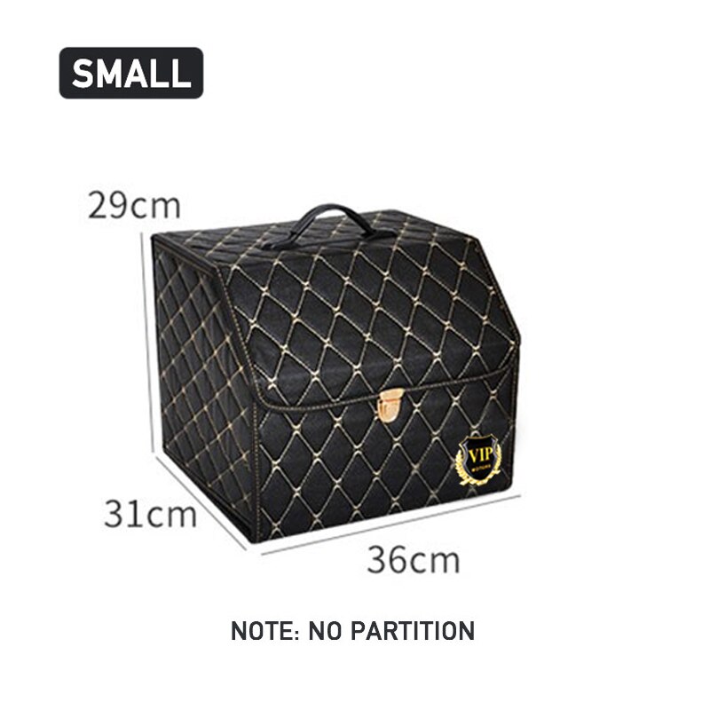 Luksus læder bil bagagerum opbevaring opbevaring bil boks arrangør til toyota til volkswagen hyundai kia mitsubishi til mercedes benz: 01- sorte-s