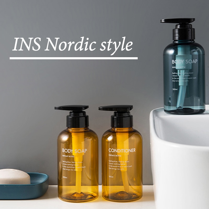 3 stk/sett såpedispenser flaske baderom sjampo flaske stor kapasitet press type lotion kroppsåpe tom flaske sett 300ml/500ml