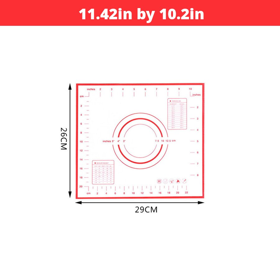 Extra Large 32"x24" Silicone Baking Mat - Non-Stick Non-Skid Pastry Mat with Measurements by Leeseph (Red &amp; Black): Red 29x26cm
