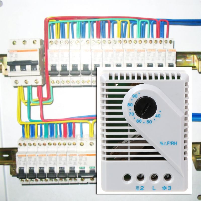 Contrôleur d'humidité Hygrostat mécanique connecter ventilateur chauffant pour armoire MFR012 35ED