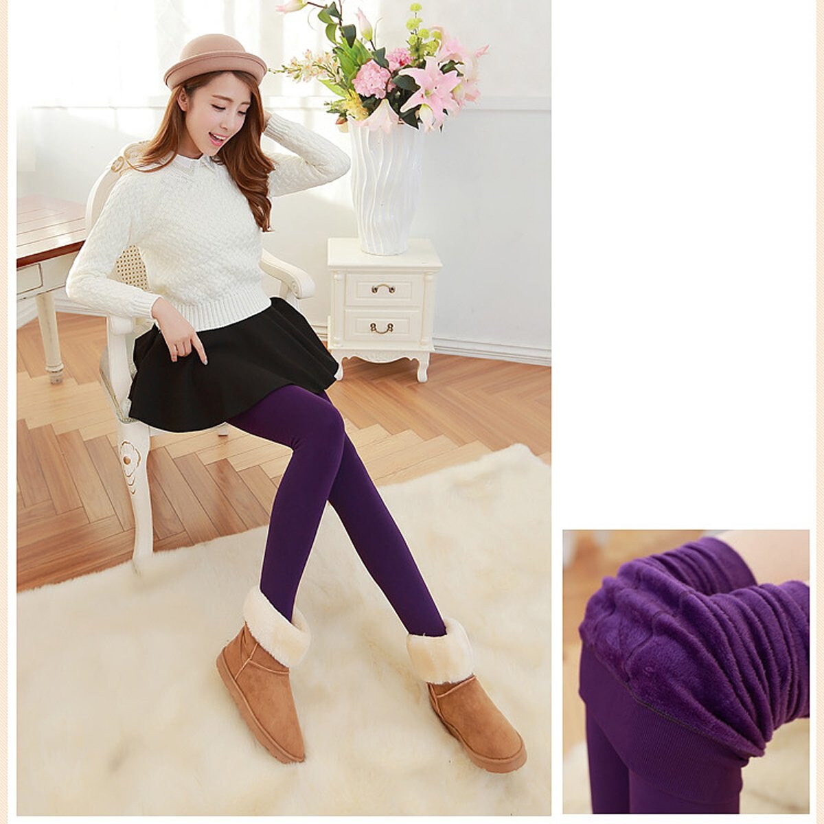 # Z30-mallas cálidas de terciopelo para mujer, hasta el tobillo, pantalones lisos para mantener el calor, Leggings de cintura alta, talla única