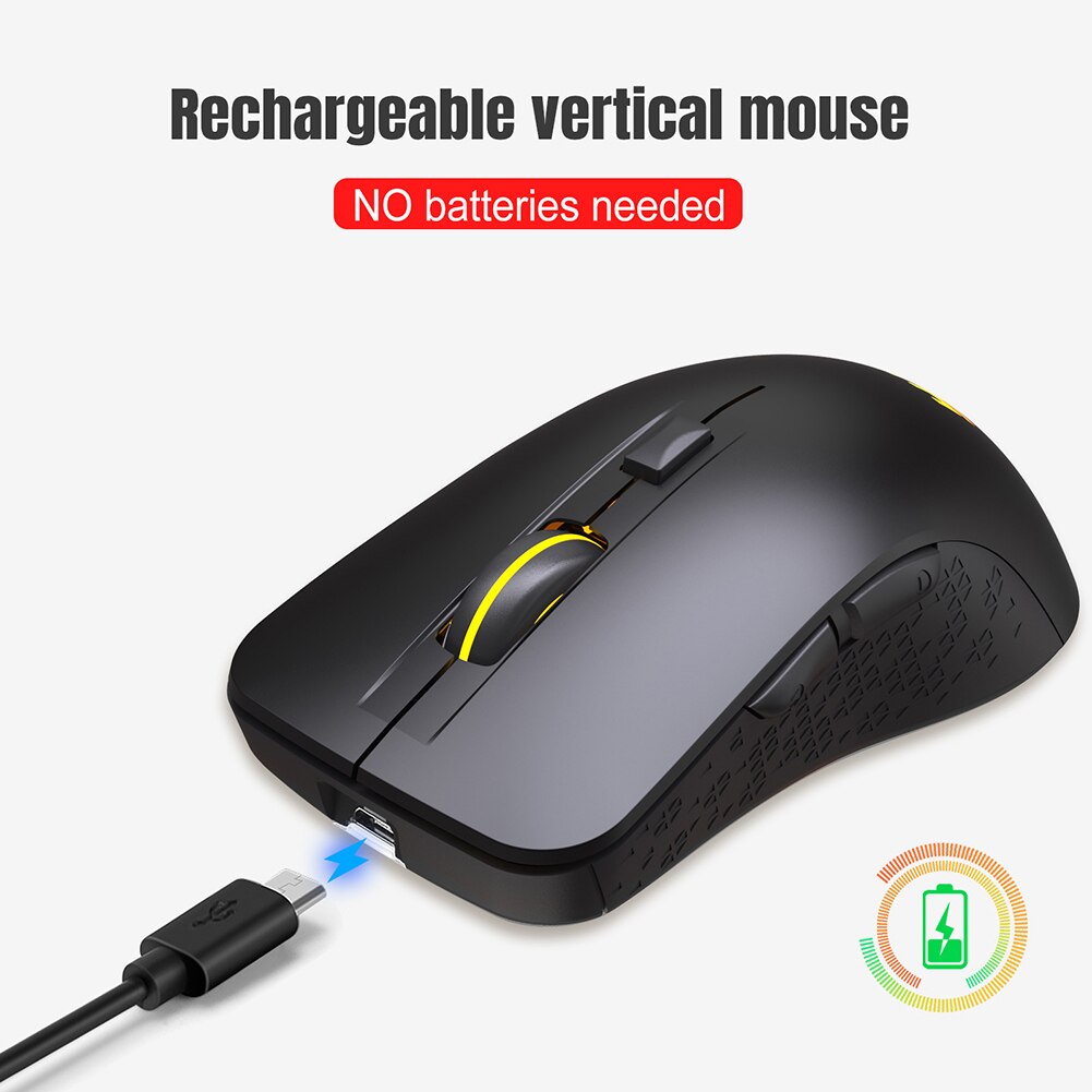 2.4GHz Bluetooth Gaming Optical Mouse Ergonomic 3 Gears 2400 DPI Adjustable Rechargeable Colorful Backlight Wireless Mice