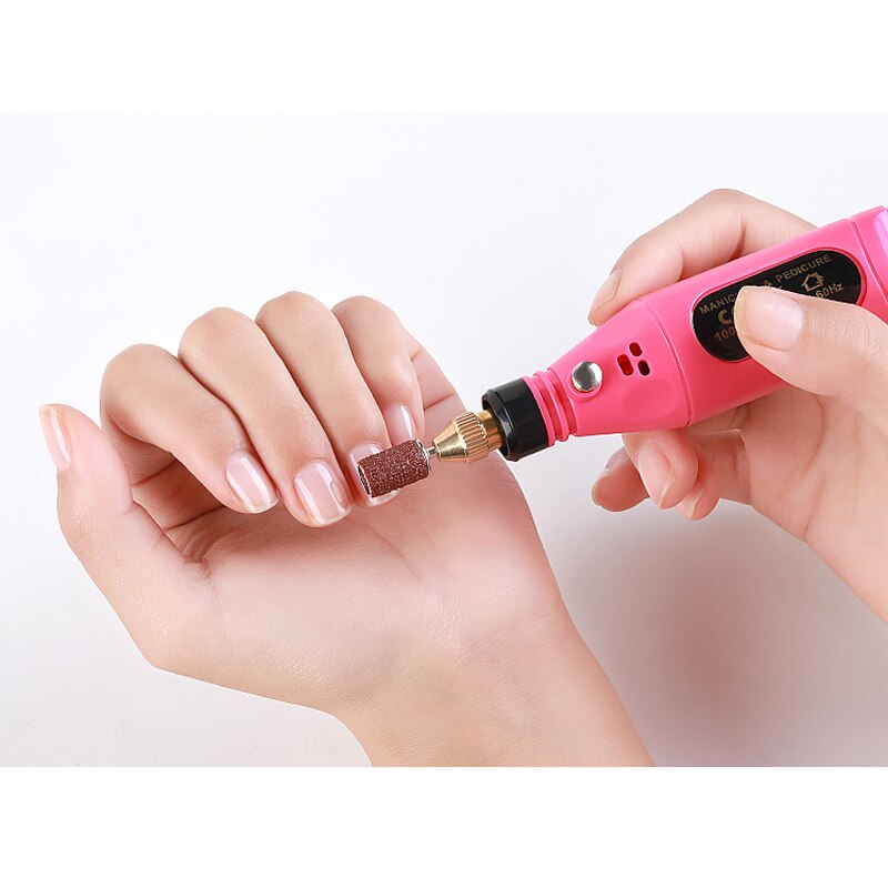 1 Set pulidora eléctrica de uñas de cabezales para pulir y afilar uñas de arte herramienta 6 Bits tope de lijado de uñas arte pluma