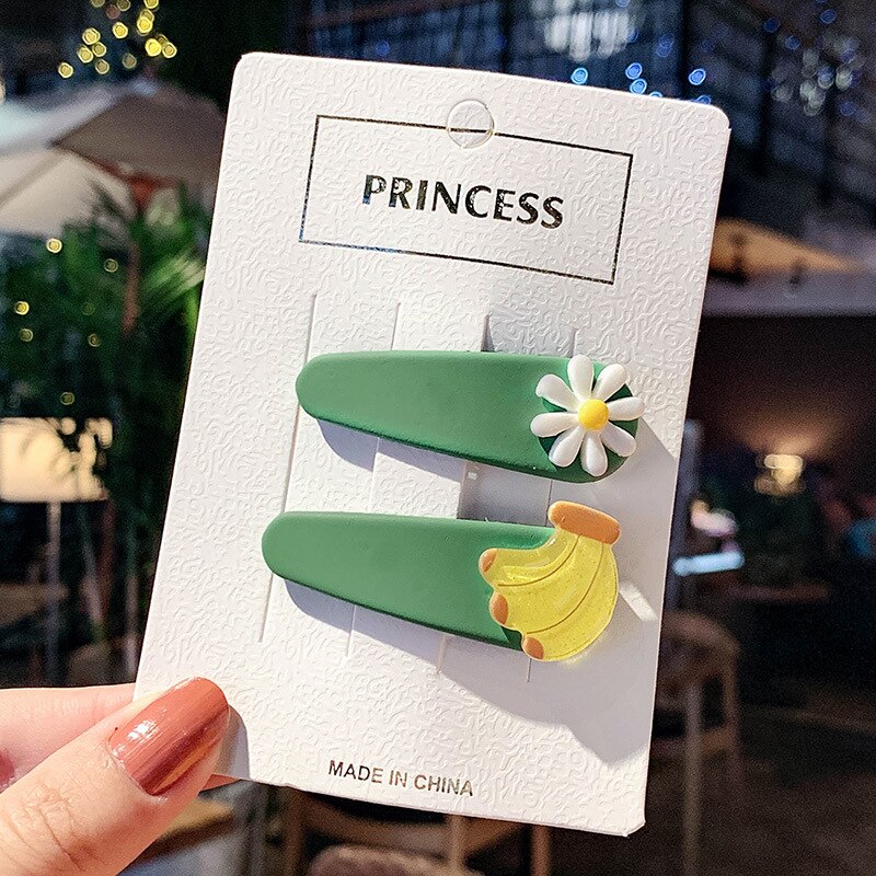 2 pçs criança meninas do bebê crianças pérola flor bohemia grampos de cabelo acessórios grampos de cabelo dos desenhos animados barrette presente foto: D