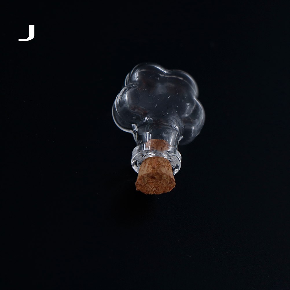 10 Shape Mini Glass Bottles Key Chain Pendants Small Wishing Bottles With Cork Vial Arts Jars For Bracelets: 10