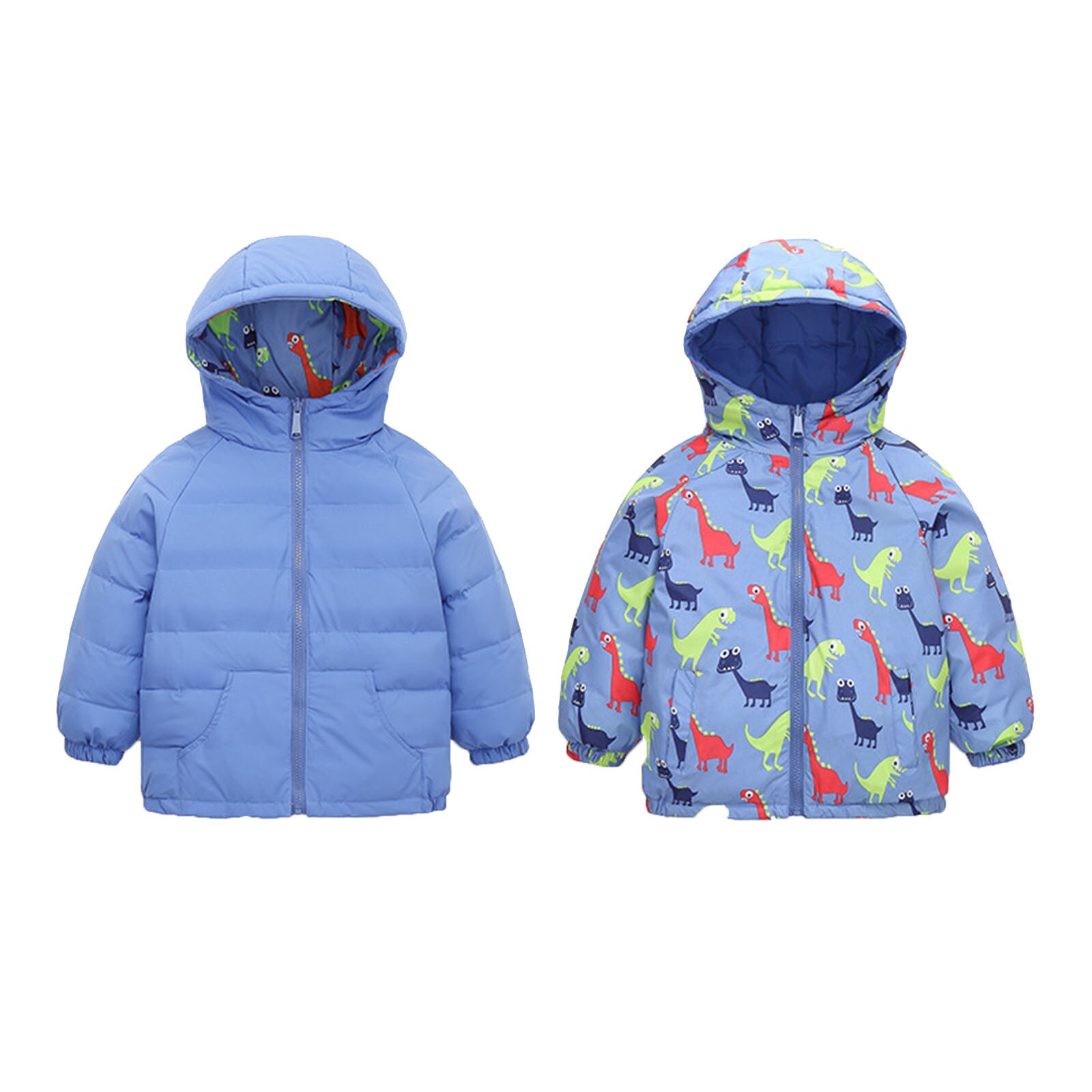 Kids Winterjas Jongen Meisje Cartoon Hooded Warme Dikke Winter Jas Uitloper Snowsuit Одежда Для Девочек Comfortabele Kleding: Blauw / 120