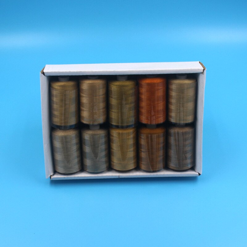 Hilo de coser 402 poliéster, 10 carretes/paquete, 1000 yardas/carrete para máquina de coser, costura a mano, costura multicolor: 05 Brown