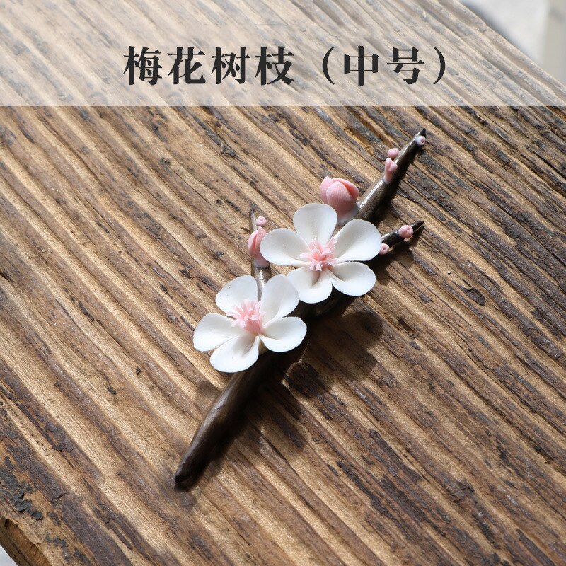 VIDAR-rama de flor de ciruelo de cerámica hecha a mano, accesorios creativos de decoración para Ceremonia de té, adornos Zen: B