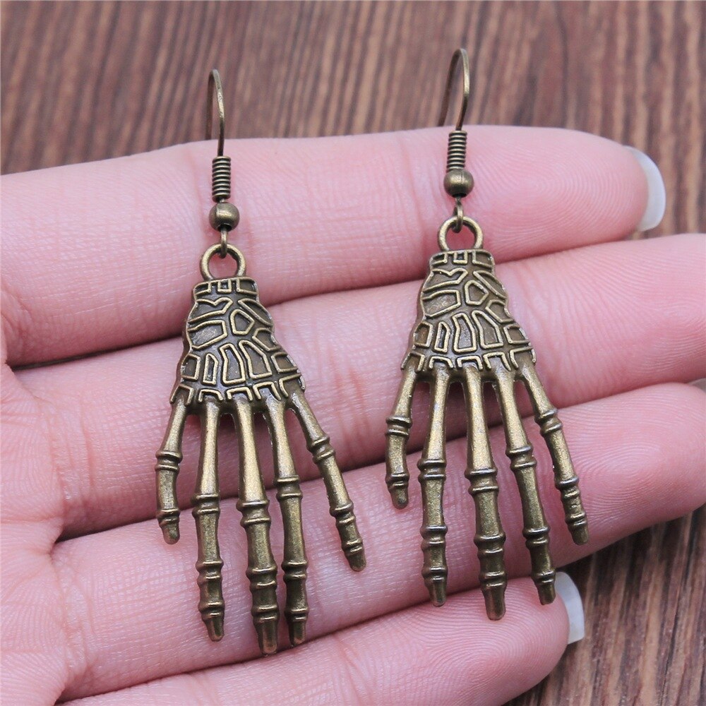 Pendientes de esqueleto de calavera de 20 estilos, de Halloween, pendientes colgantes Punk oscuros de estilo gótico para mujer, de , joyería: Color marrón amarillo