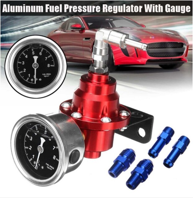 Regulador de combustible de uso General, supercargador de reacondicionamiento de vehículo, regulador de presión de combustible con Kit de manómetro, 1 ud.: Red