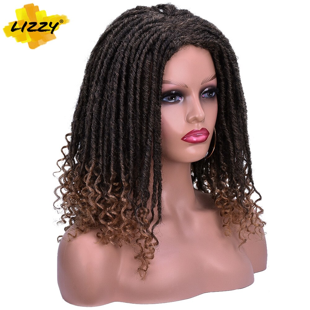 14Inch Godin Faux Locs Pruik Haak Twist Gevlochten Haar Pruiken Voor Zwarte Vrouwen Ombre Dreadlock Soul Godin Locs Korte haar Lizzy: T1B/30