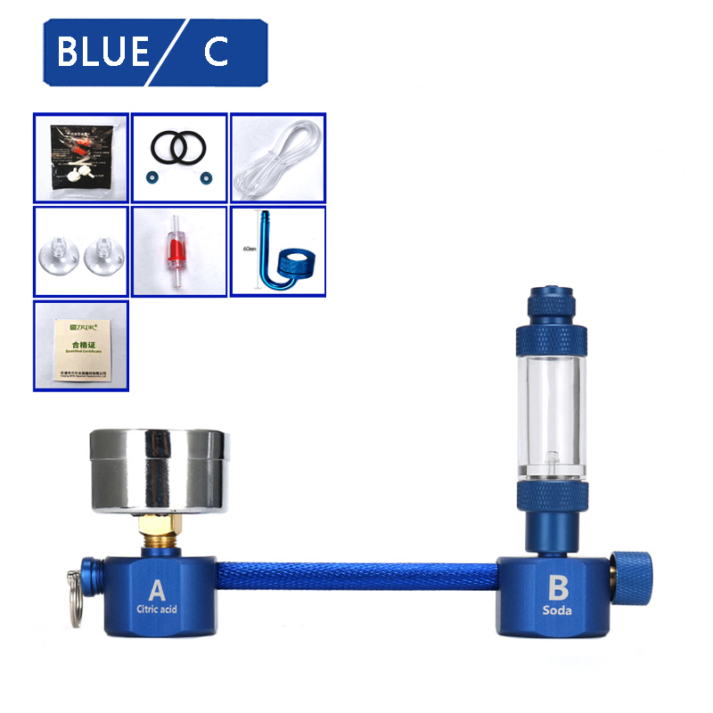 Aquarium DIY CO2 generator,withsolenoid valve Bubble Counter Diffuser Reaction System kit for Aquatic plant Growth CO2 Equipmenr: Blue-C