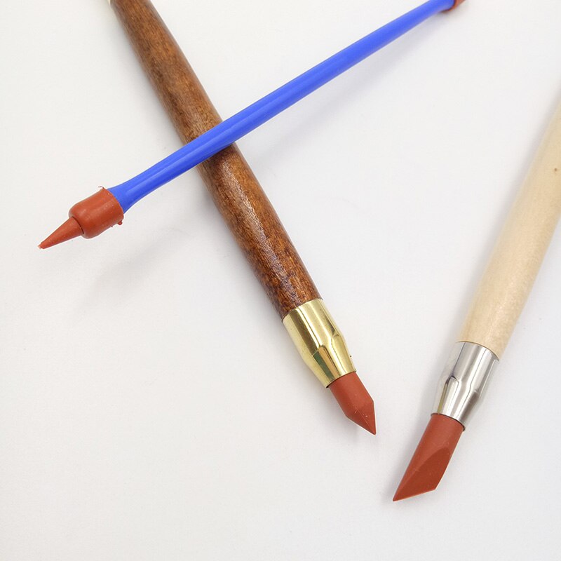 3Pcs Silicone Rubber Shaper Pen Double-head Pottery Clay Sculpture Tools Pottery Ceramics Carving Modeling Shaping Tool Crafts