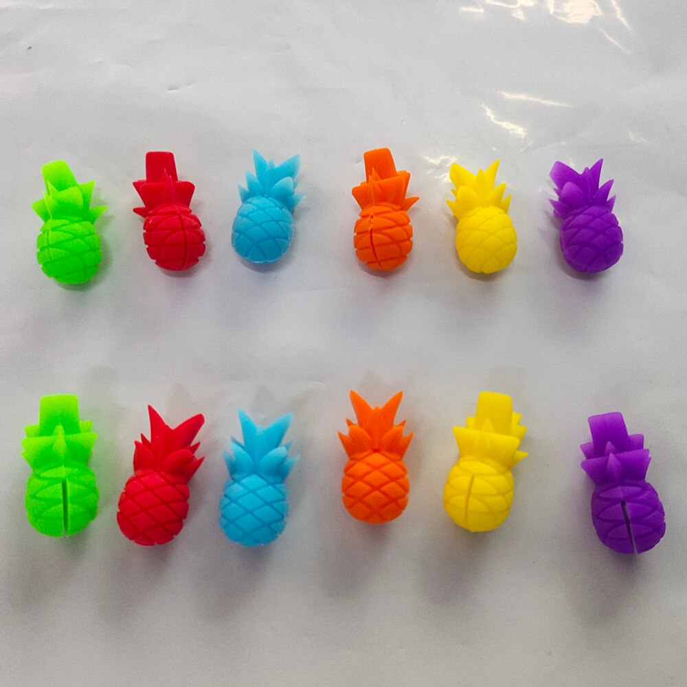 12Pcs Ananas Vorm Wijnglas Markers Siliconen Wijn Identifier Drinkbeker Sign (6 Kleuren)