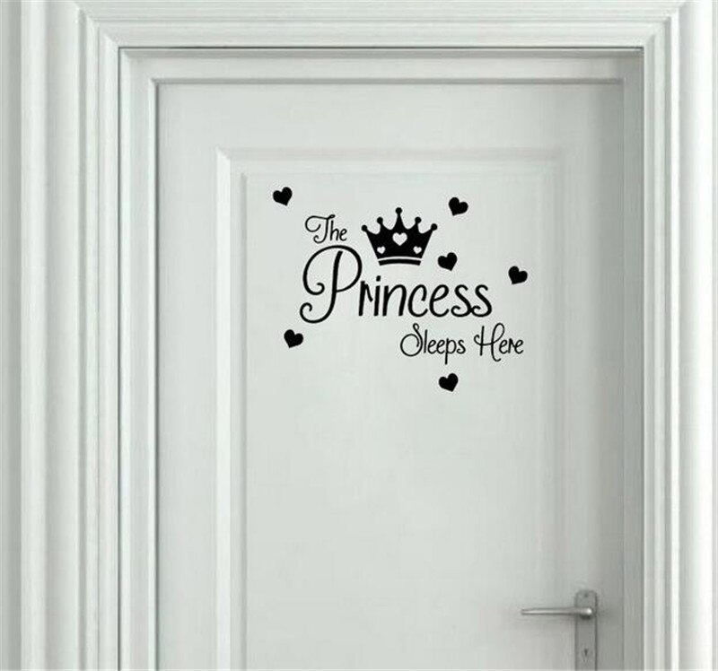 PRINSES Slaapt HIER Baby Meisjes Kamer muurstickers voor kinderen kamers Deur Sticker Home Decor Muurtattoo: 8(25X20CM)