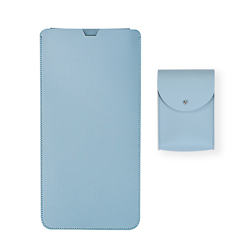 Keyboard Case Waterproof Mouse Sleeve Pouch Portable Protective Cover Leather Carrying Slim Sleeve Pouch Accessories: light blue