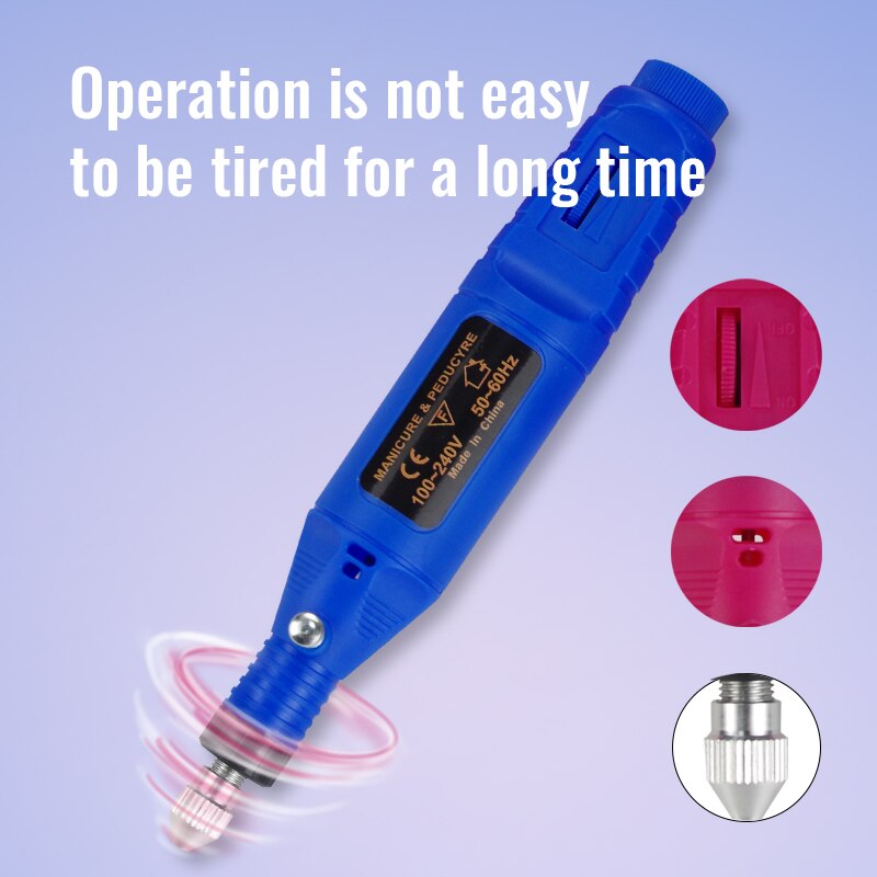 Taladro eléctrico portátil para manicura, máquina pulidora de uñas, 20000RPM