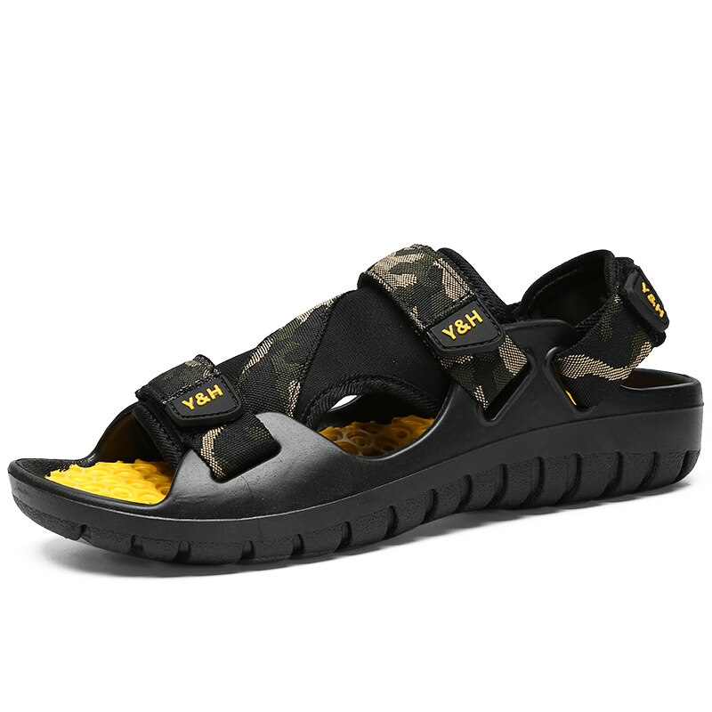 Luksus sommersko mænd sandaler mandlige sandalier strandsko blød bund åndbare sandalias hombre mænd sko: Camouflage / 7