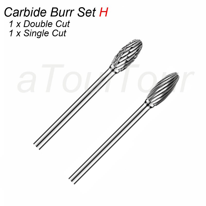 3mm Shank Cutter Tungsten Carbide Milling Cutter Bit Rotary Tool Burr Double Single Cut for Metal Wood Plastic Stone Grinding: Milling Bit Cutter H