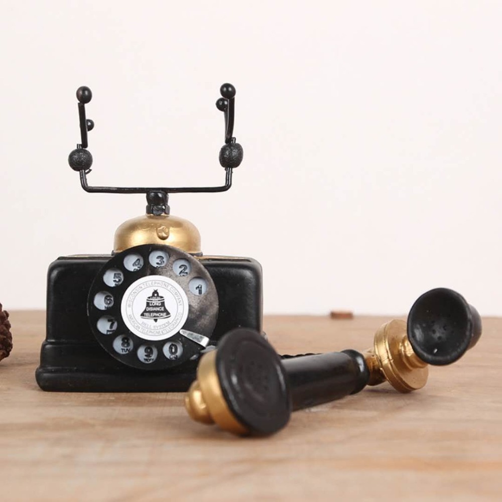 Retro gør gammel harpiks pendul antik telefon hjem bar cafe desktop dekoration 3